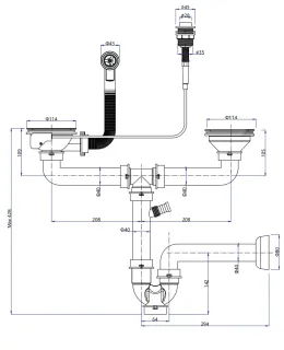 Сифон для мойки GranFest 13G14PB4-P2A  п/авт  черн
